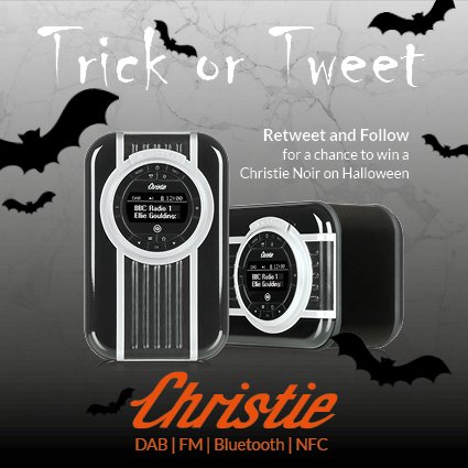 MyVQUK's tweet photo. RT &amp; Follow to #win a spooky Christie Noir Digital Radio this Halloween! #competition #giveaway #halloween https://t.co/fXNrlLuTMb