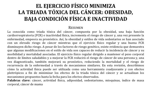 DelaTorree14's tweet photo. 📌Triada Tóxica del Cancer
☞Inactividad Física
☞Baja Función Cardiorespiratoria (⬇️CRF)
☞Obesidad
https://t.co/r9PLipDIFV
➕InformACCiÓN➖Lazos https://t.co/joMf0CayAM