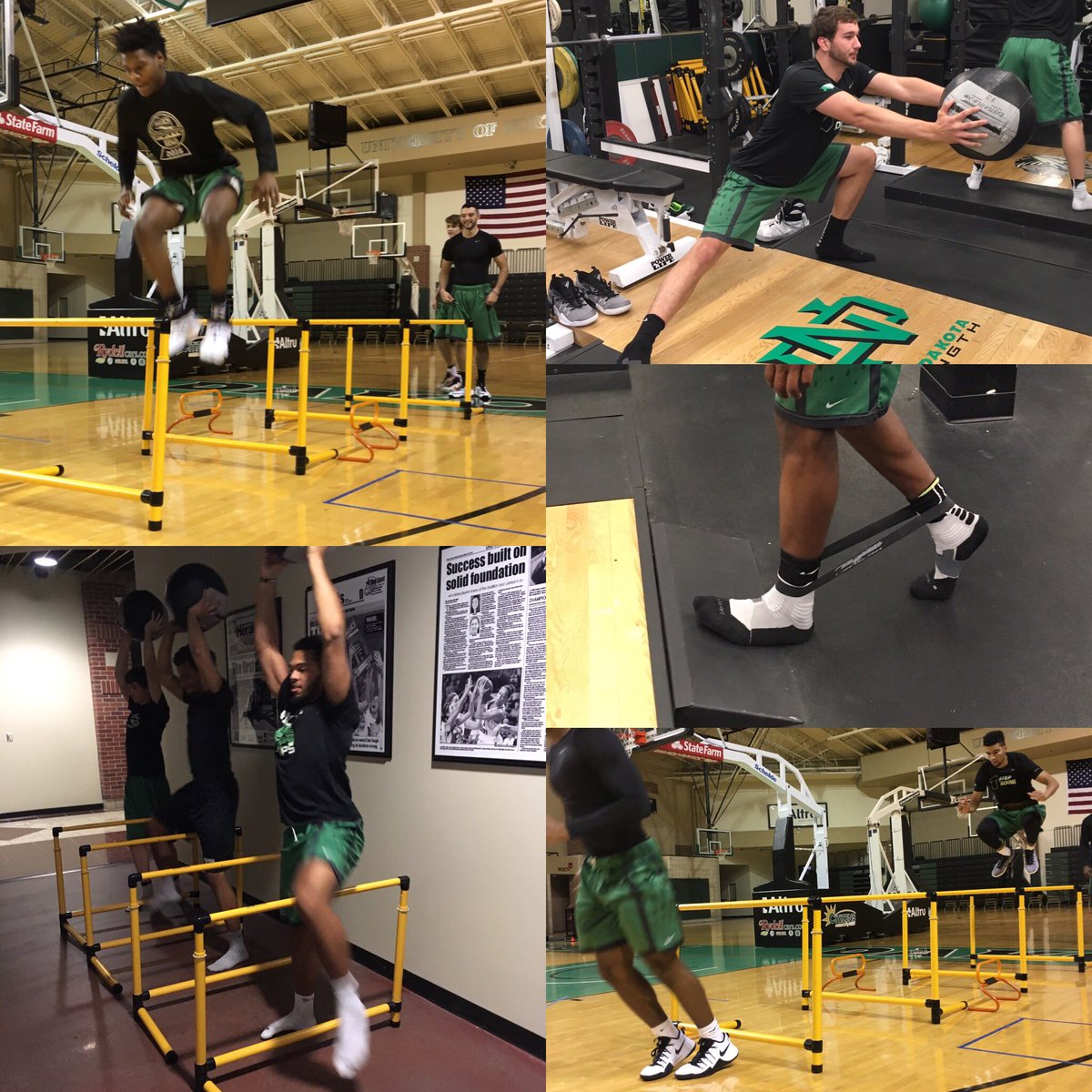 seanfan2Z's tweet photo. Shoes off for the ankle/foot care warmup, then some bouncing around. UND MBB Fan Fest tonight! #BeGreat #HoopHawks https://t.co/3gF0Y9l0RX