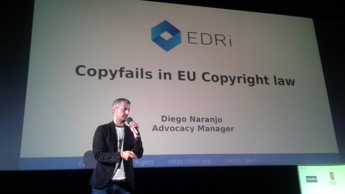 dimi_z's tweet photo. #Copyfails by @DNBSevilla @edri at #copycamp: We are trying to provide a positive agenda. https://t.co/j9hzhT856A