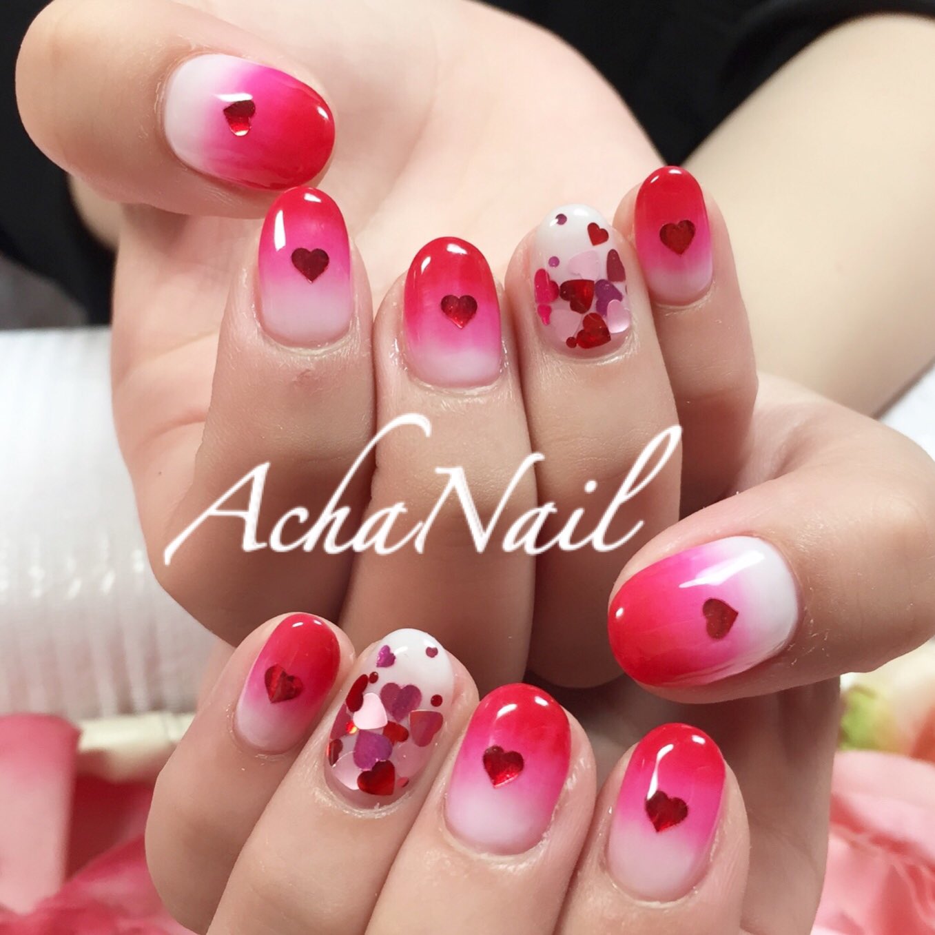 ネイリストasami Achanail ごちそう苺ラテ T Co 5eqf6leu0w いちごラテ 苺スイーツ いちごオレ いちごミルク グラデーションネイル ハートネイル 赤ピンク レッドネイル ガーリーネイル スイーツネイル ジェルネイル ネイルデザイン