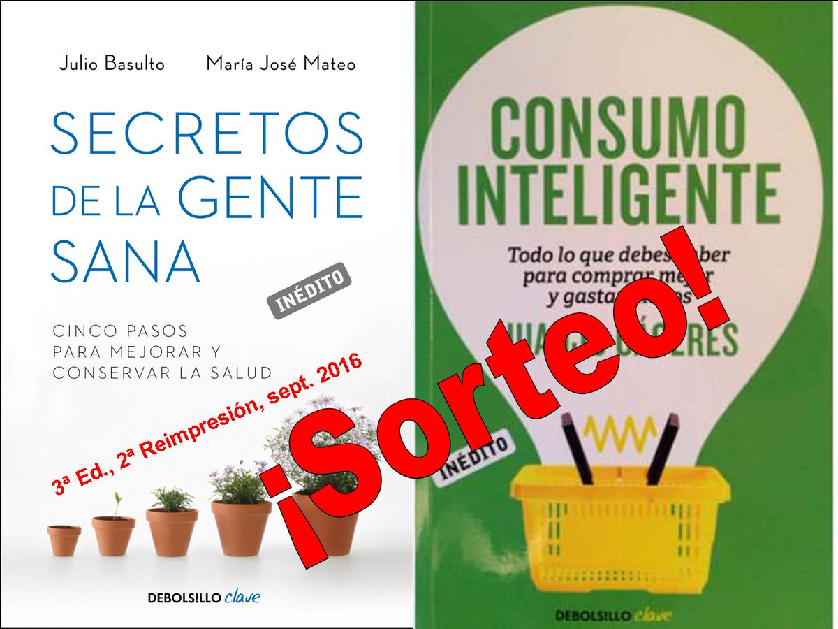 Sorteamos #SecretosDeLaGenteSana y #ConsumoInteligente. Síguenos (<a href="/JulioBasulto_DN/">🏳️‍🌈Julio Basulto</a>-<a href="/juanjocaceresn/">Juanjo Caceres</a>) y Retweet hasta 6/nov, 23:59h.
¡Suerte!
