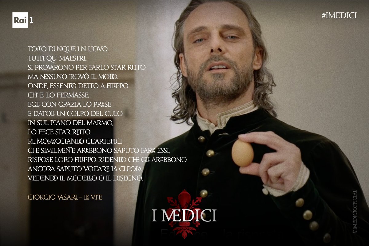 imediciofficial's tweet photo. È dalle parole del Vasari che conosciamo la leggenda dell'uovo, messa in scena grandiosamente da Alessandro Preziosi.
#IMedici https://t.co/OdwJNnENYP
