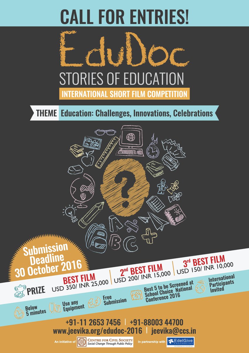 SamriddhiTPF's tweet photo. Submit a short story on challenges/innovations/celebrations on #education and you could win cash prizes! Deadline: 30th Oct, 2016! https://t.co/MmqPRZTSMF