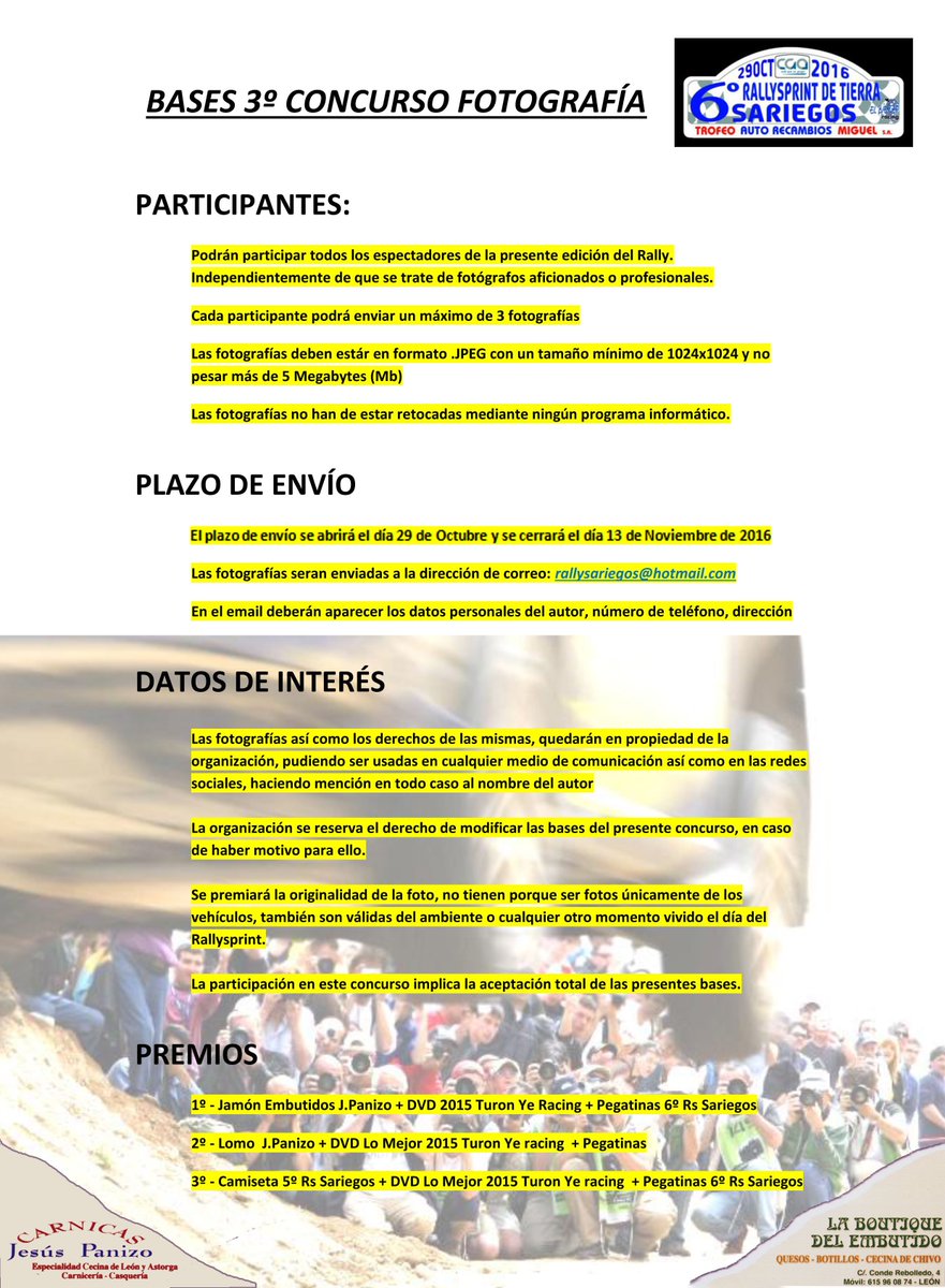 RallySariegos's tweet photo. Bases concurso fotografía RS Sariegos https://t.co/1wIHHmgTHS