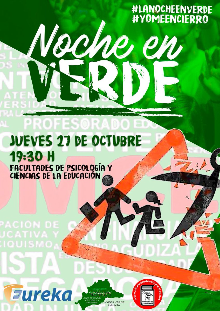 Hoy los estudiantes de <a href="/InfoUMA/">Universidad de Málaga</a> nos concentramos en la Facultad de Psicología y Educación #YoMeEncierro #LANOCHEENVERDE