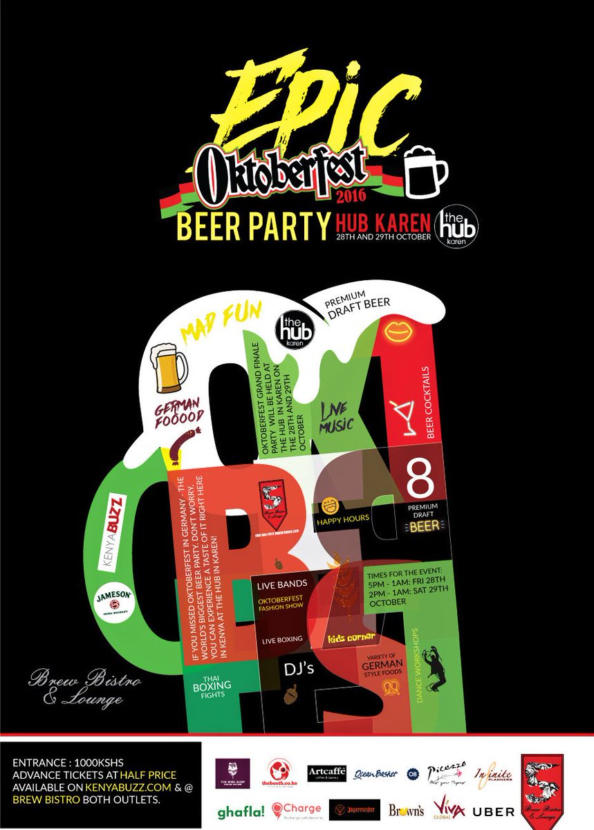 goplacesdigital's tweet photo. Epic Oktoberfest @BrewBistroKenya @TheHubKaren. https://t.co/J2pF9gJHFA #GoOktoberfest #OktoberfestWithOcharge #ChefsDelight2016 #dontwait https://t.co/ghTi144vfE