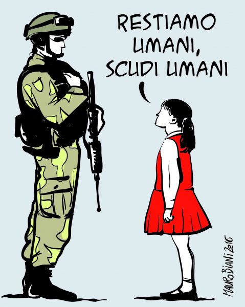 LizzyDmcc's tweet photo. "We are humans, human shields" #Mosuloffensive @CartooningPeace https://t.co/JApwdViPpR