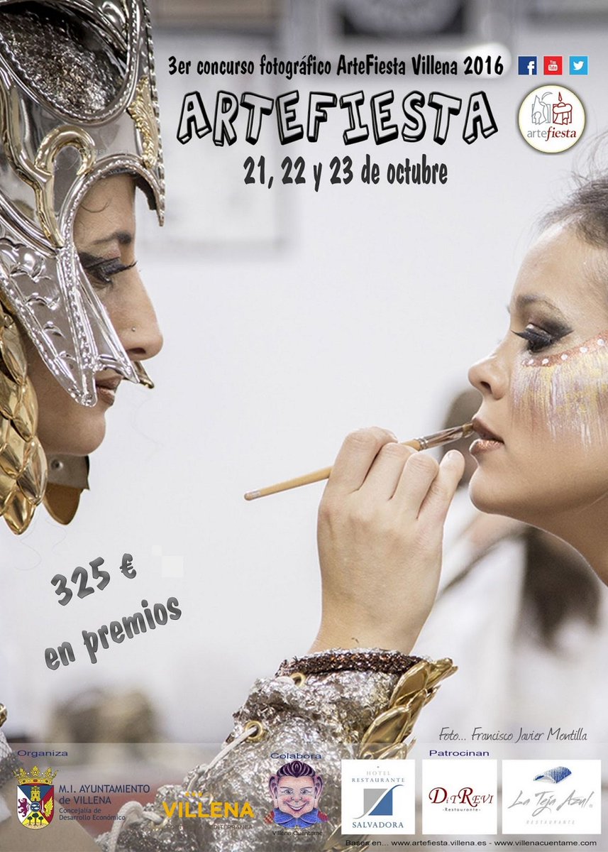 Sigue abierto el plazo del III CONCURSO DE FOTOGRAFÍA ARTEFIESTA VILLENA
katakilabajoka.com/2016/09/bases-…
#Artefiesta16 #Villena #Morosycristianos