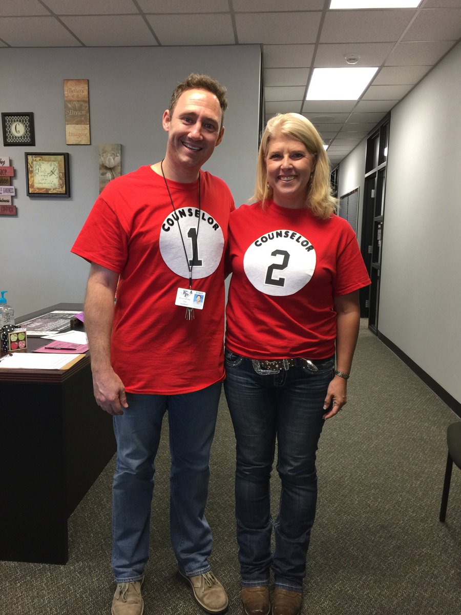 KCounselors's tweet photo. Mr.Hurbert &amp; Mrs.Kilpatrick as "Counselor 1" &amp; "Counselor 2"! #Hocoweek#twinsday https://t.co/h7zBfUEFgX
