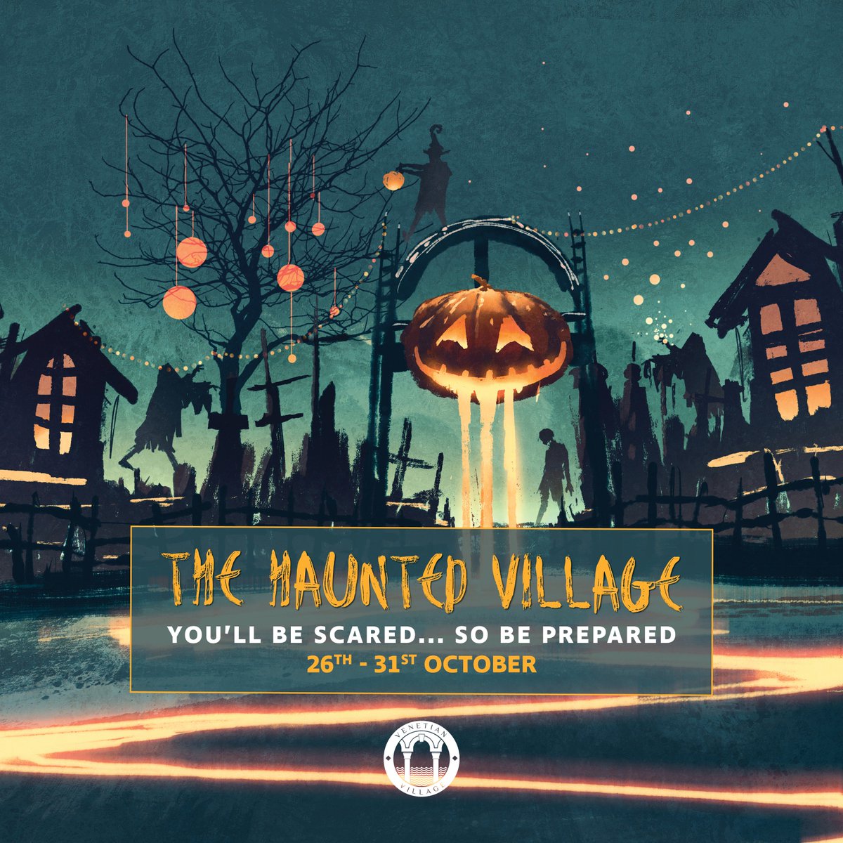Who's joining us for #TheHauntedVillage tomorrow? We have loads of activities for kids! #Halloween #venetianvillageabudhabi