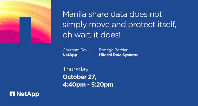 NetAppUK's tweet photo. Find out how Manila share Data simply moves and protects itself at 4:40pm today @OpenStack Summit: https://t.co/oQ7U39ozwk #NetAppOpenStack https://t.co/0z3W5mymD6