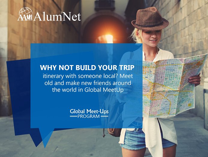 AIESECAlumniInt's tweet image. Why not build your trip itinerary with someone local? Meet old and make new friends around the world, in #GlobalMeetup.