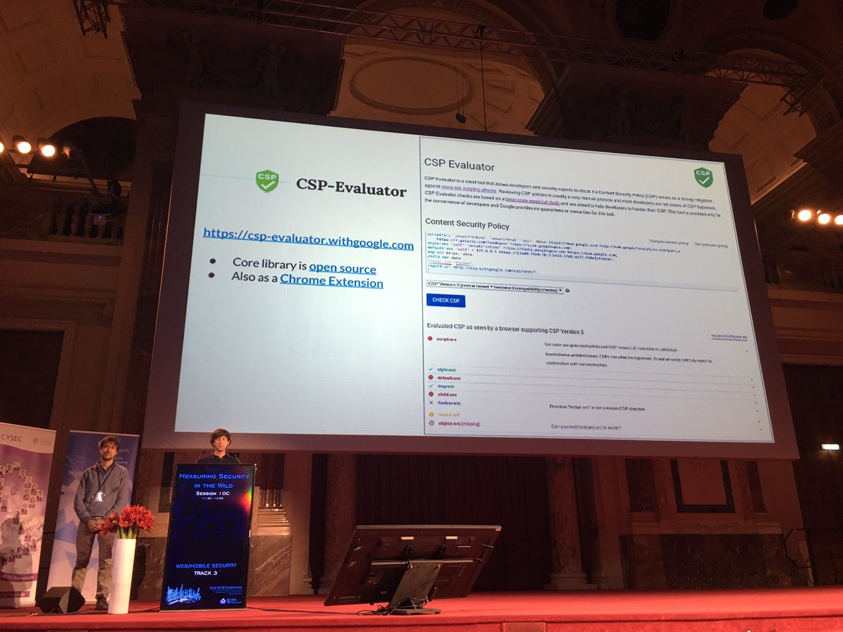 embyte's tweet image. Great work on CSP. Evaluation and defense proposal. by @mikispag @slekies @we1x @arturjanc #CCS16 @acm_ccs