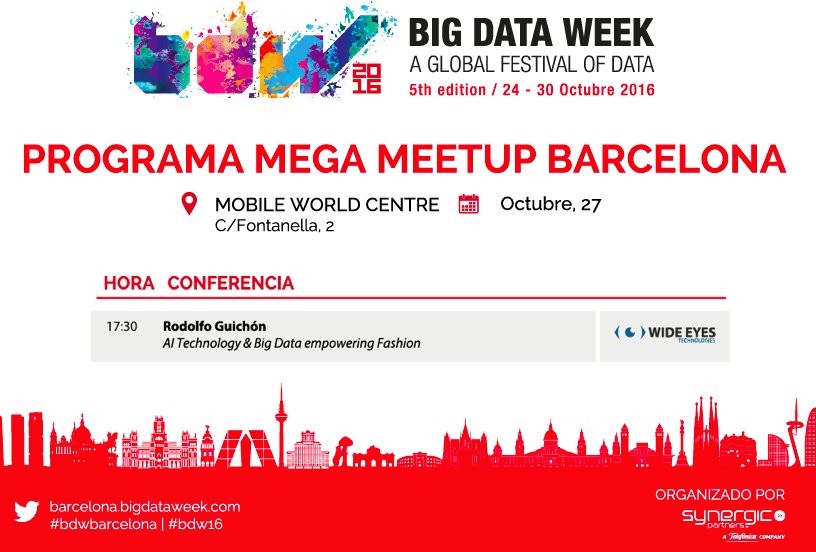 WideEyesTech's tweet image. Today don&apos;t miss our cofounder @GuichonR speech about &quot;#AI #VisualTechnology &amp;amp; #BigData empowering #Fashion&quot; at #bdwbarcelona