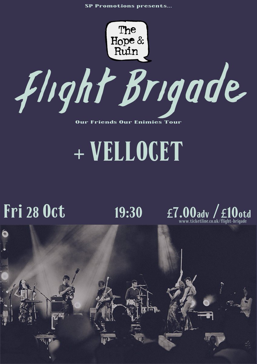 thehopeandruin's tweet photo. Tomorrow #SPPromotions bring you

@FlightBrigadeHQ &amp; #Vellocet

7:30 £7
#brighton #live #music gig #bands https://t.co/ESMYbikxOP