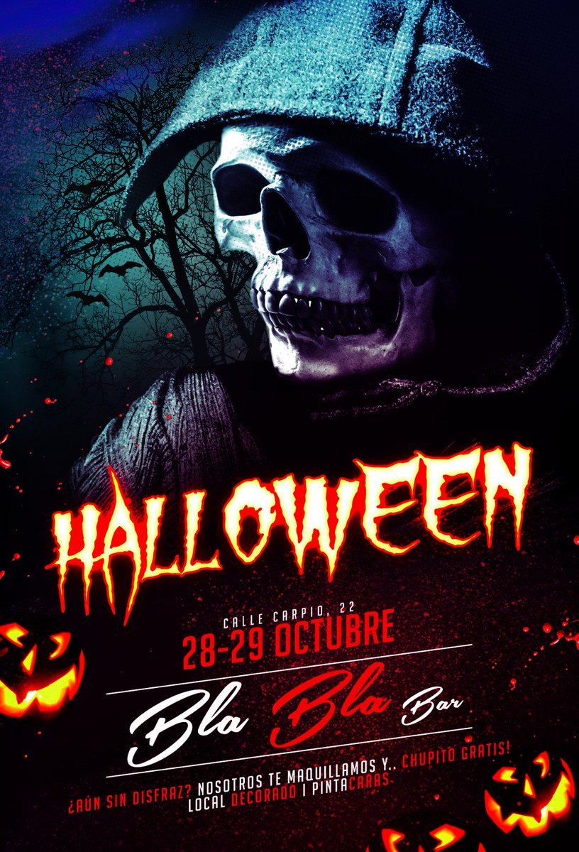 blablabaroviedo's tweet photo. Ven a vivir Halloween en Bla Bla Bar!!bueno,sibos atrevéis...😏😲😈👿👹👺😵😵👻👽👾☠💀💀 https://t.co/SQYY81C0jC