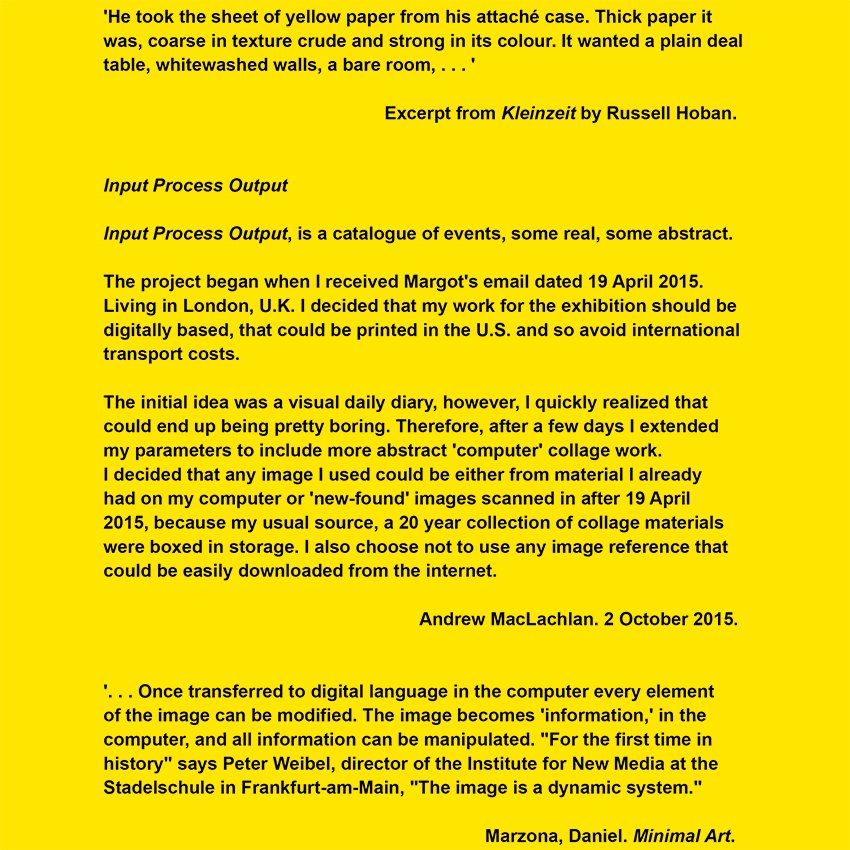 ATWOB2's tweet photo. Yellow Paper Table, 2015. #russellhoban #inputprocessoutput #art #instructive https://t.co/m6OhuIullh