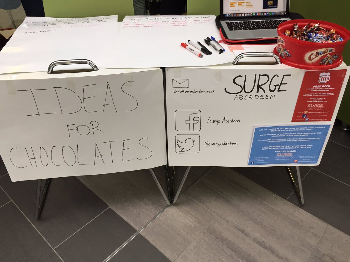 We're live at the RGU Careers Fair! Come give us an idea and get a free chocolate! <a href="/rgucareers/">Careers Centre</a> #SurgeABDN #JointheSurge