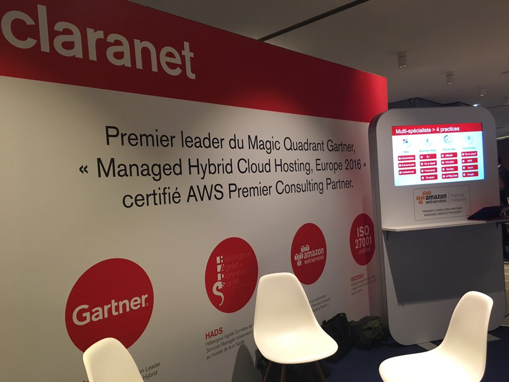 RUNISO's tweet photo. @Claranet_FR platinum partner à #AWSSummit https://t.co/vZi4reXGXX