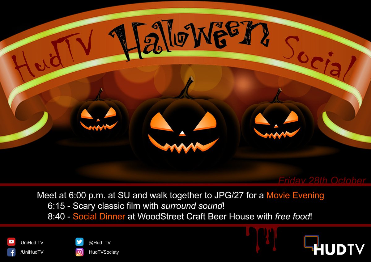 A few slight changes!
6PM,SU - Meet for an iconic horror film screening
~8:30PM we go to WoodStreet for drinks and food!
See you there!