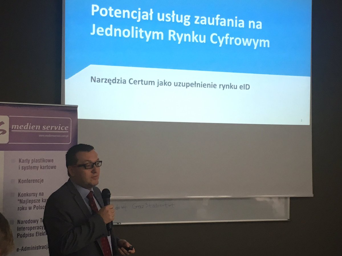 eIDAS_PL's tweet photo. Potencjał usług zaufania na #DSM prezentacja @assecods @art_78m na #CommonSign o #ePodpis #ePodpisWChmurze #Walidacja #WebNotarius https://t.co/HHaRErnVWF