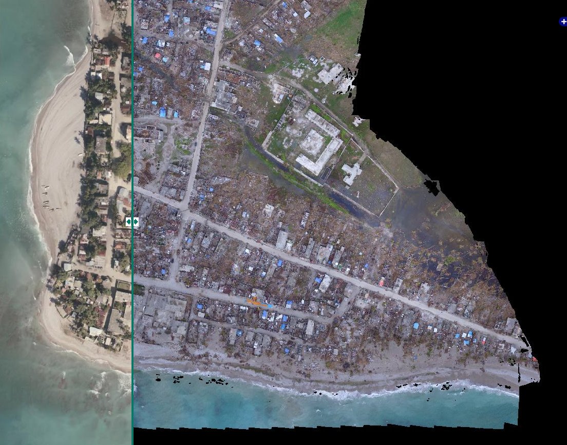 newhumanitarian's tweet image. New drone images after #HurricaneMatthew highlight the terrible damage inflicted on #Haiti pierzen.dev.openstreetmap.org/swipe/UAVCompa…