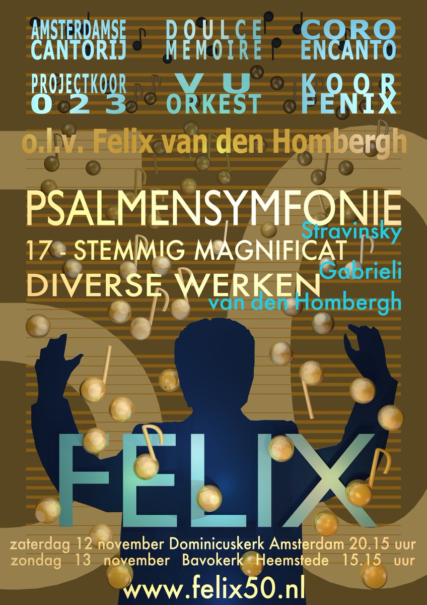 Amsterdamsecant's tweet photo. 3 Amsterdamse en 2 Haarlemmer koren en het @VUOrkest olv @hfelix66 #vandenHombergh vieren feest op 12 en 13 november. @Iamsterdam #uitinams https://t.co/85KX49LoM9