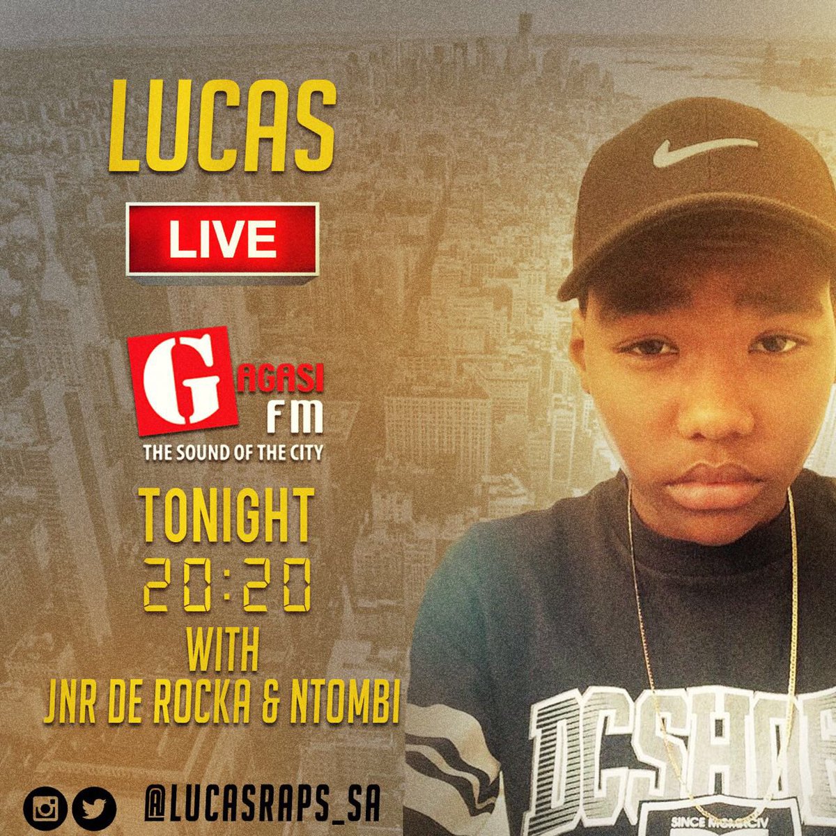 caseywaves's tweet photo. Catch Durban's future star @lucasraps_sa live @GagasiFM at 20:20 with @Juniorderocka and @ImNtombi https://t.co/7xvVjSy3hb