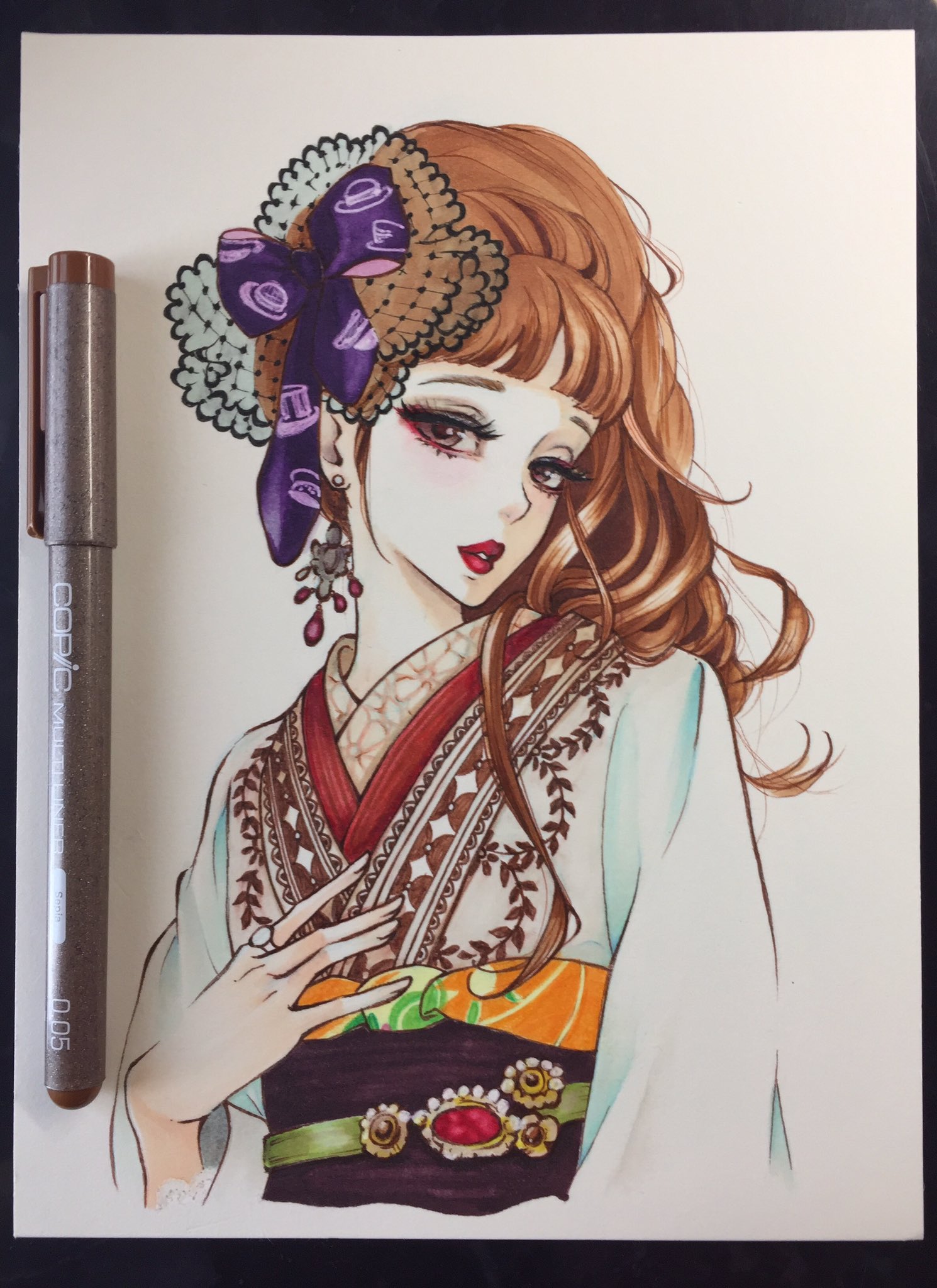 咲良りえ こっちは 今まで描いたことない大正ロマンな絵 イラスト交換させてもらった方の手紙に添えた マツオヒロミ さん T Co Rzxpv Twitter