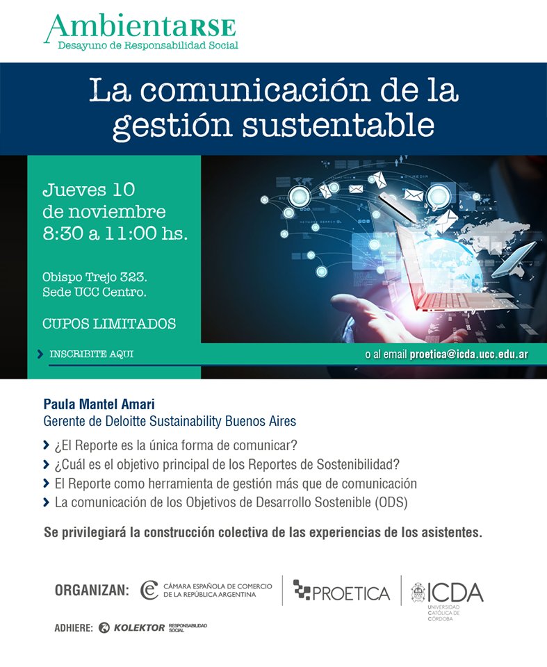 UCCoficial's tweet photo. La comunicación de la gestión sustentable en #AmbientaRSE. Inscribite en https://t.co/ErDcggLlNS. @ProEticaCba https://t.co/R3Z7exZIZS