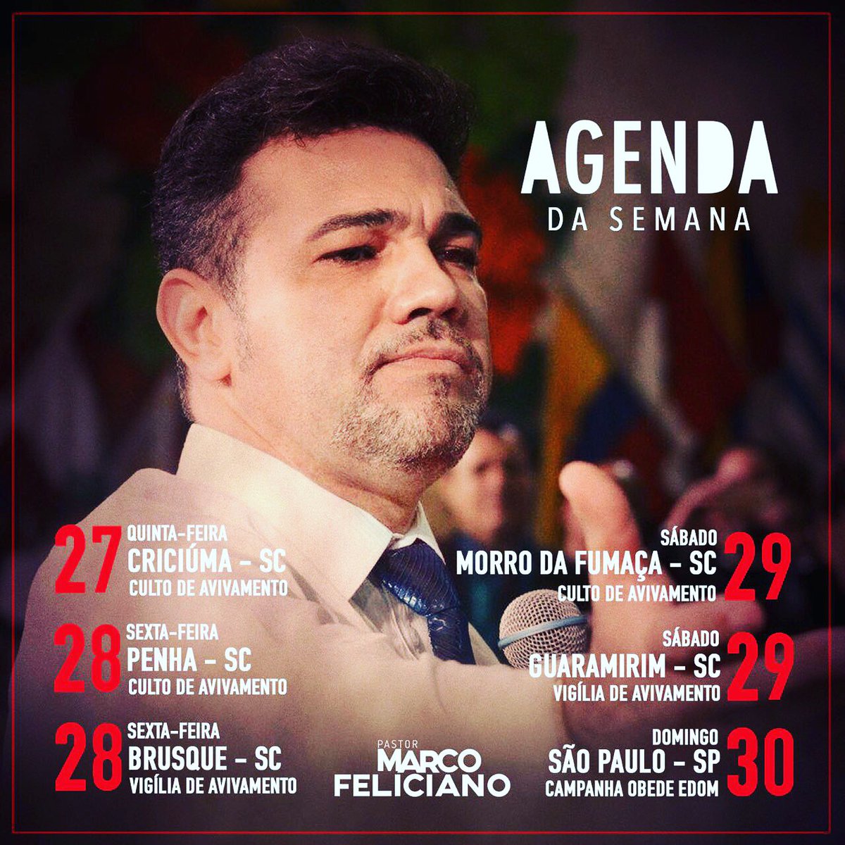 marcofeliciano's tweet image. #AgendadaSemana #sulesuldeste #pregaroevangelho