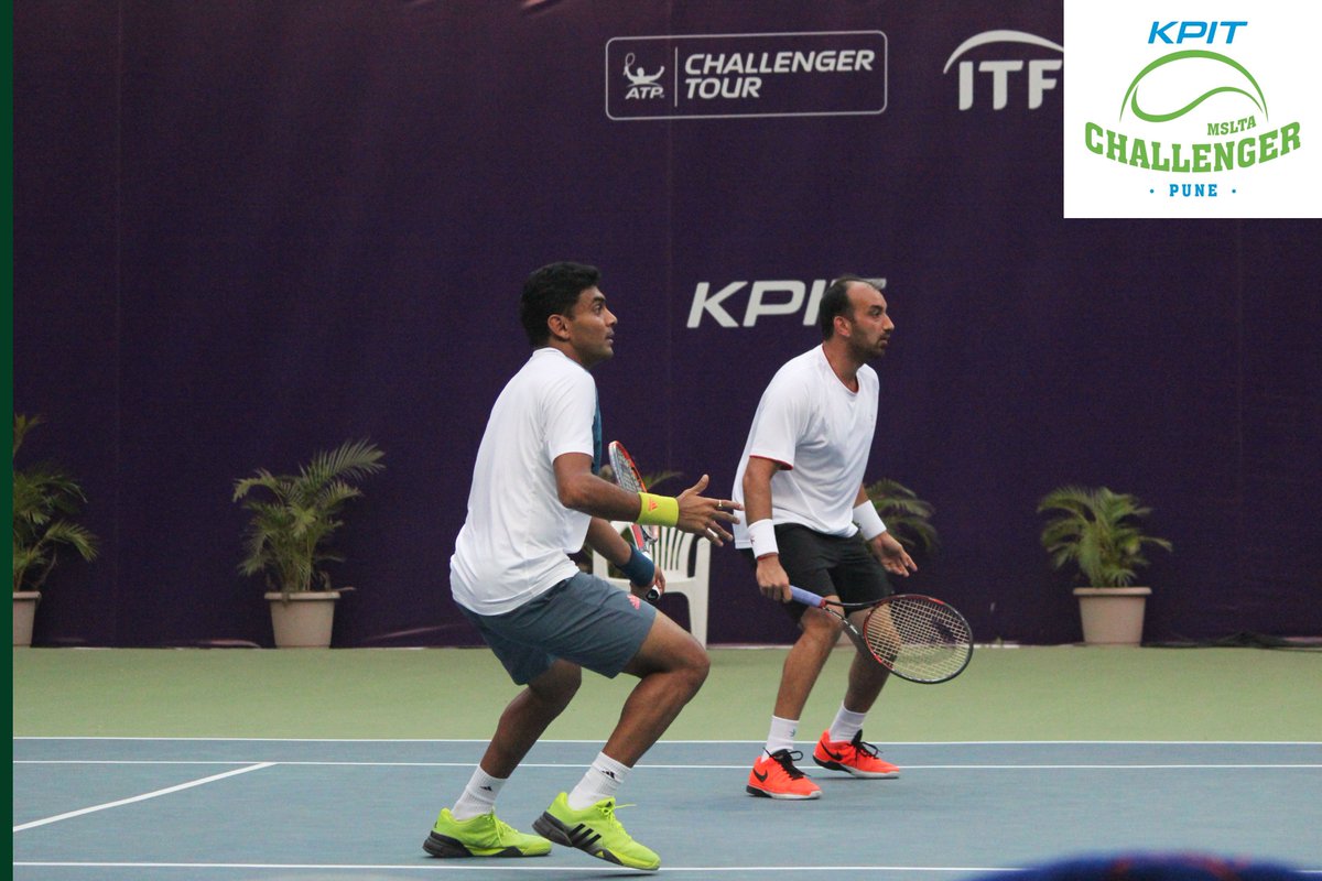 KPITChallenger's tweet photo. @puravraja and @divijsharan beat #MaratDeviatiarov and #DmitryPopko 7-6(0) 6-4 in the quarter final at #Pune #ATPChallenger #tennis https://t.co/icHqnQNdxv