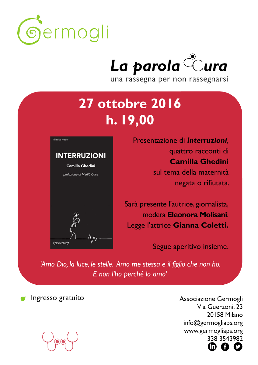 giraldi_editore's tweet photo. Vi aspettiamo a Milano questa sera h19 con @CamillaGhedini e #Interruzioni presso @GermogliAps. L'autrice dialogherà con @EMolisani https://t.co/XoxFri2QTN