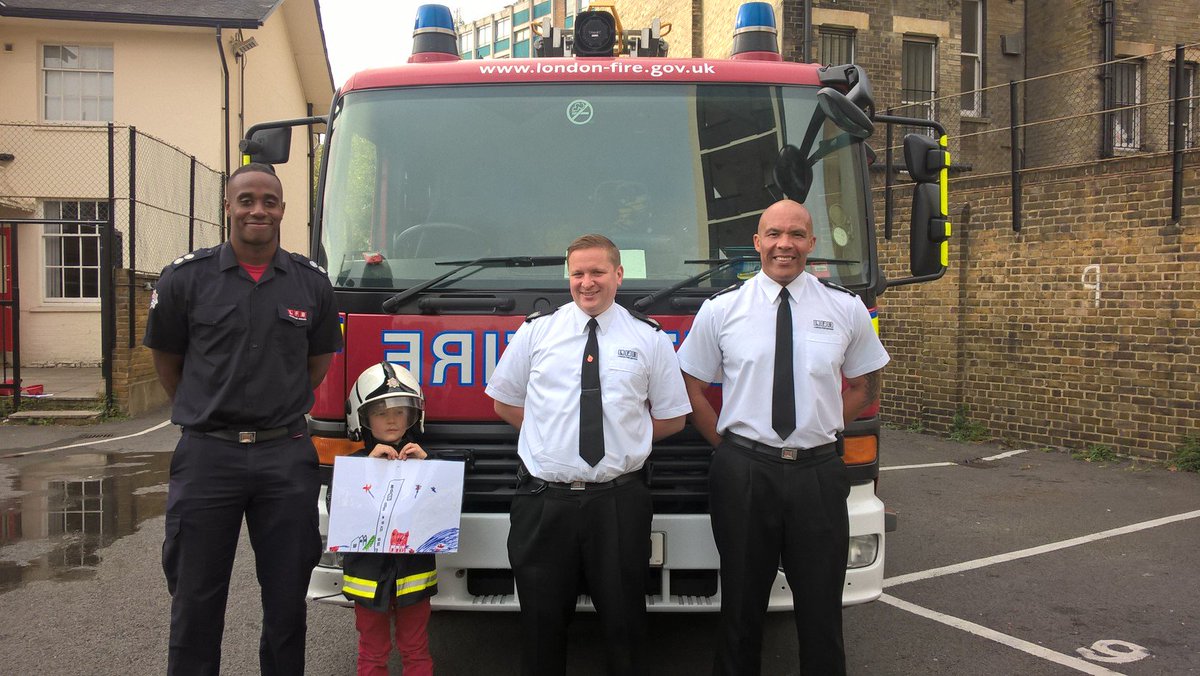 LFBGreenwich's tweet photo. Congratulations to Freddie who won the "safer in the city" drawing competition with his spectacular drawing. well done. #JFIS #LFB150 https://t.co/4LG5eMdku8