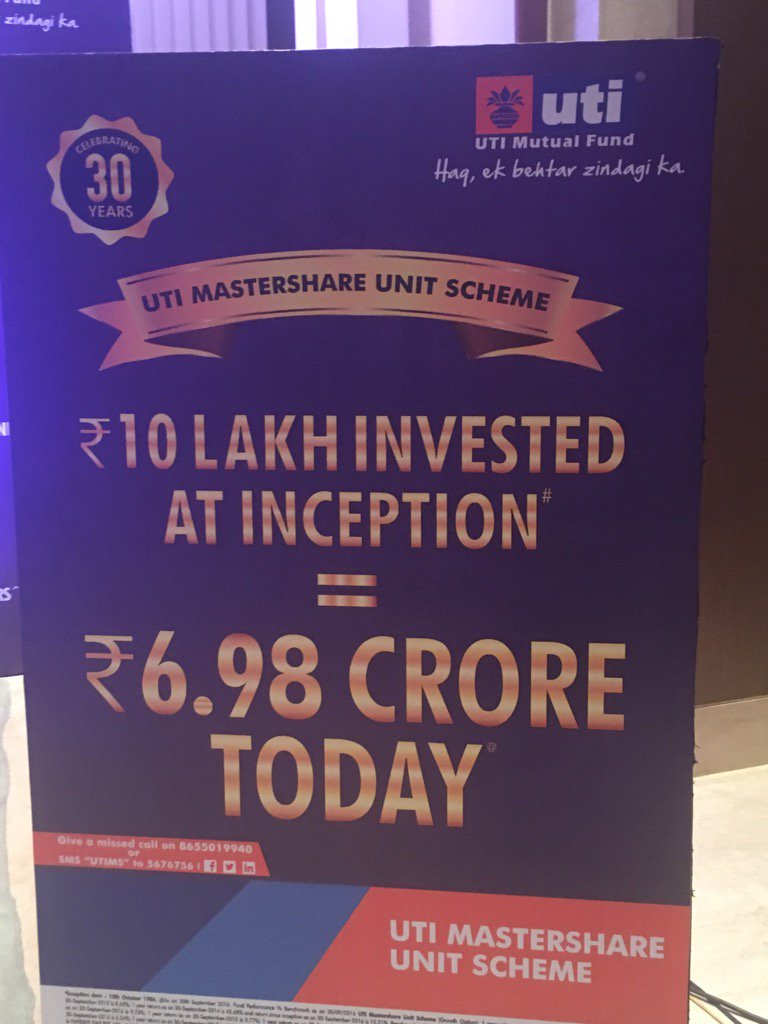 gawruv's tweet photo. @utimutualfund celebrating 30 yrs of wealth creation #mastershare . First equity fund of the country. Overwhelming!! https://t.co/44TPZH9Kmt