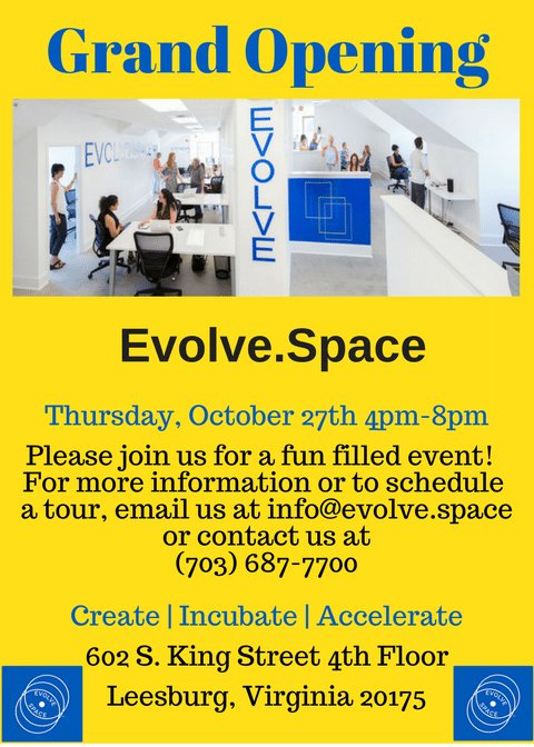 EvolveSpace's tweet photo. Today is the big day!  Don't forget your business cards for networking and the raffle.  
See you soon! #Evolve #GrandOpening https://t.co/aI5UCRotq9