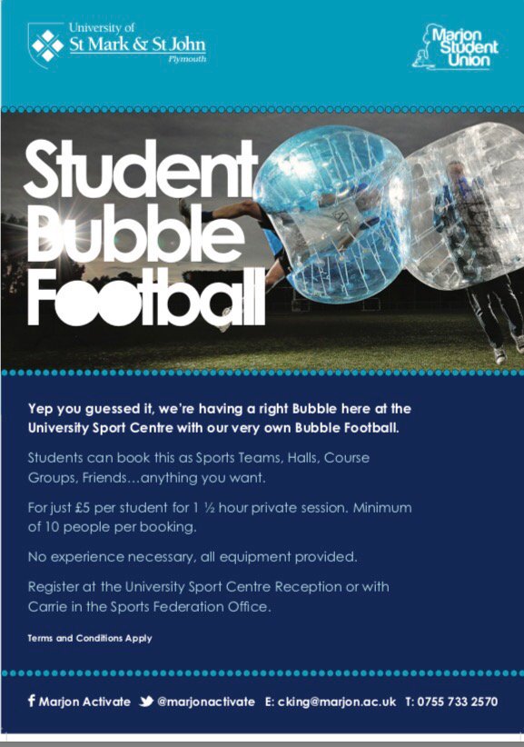 MarjonSport's tweet photo. .@marjonuni student offer!

Bubble football for just £5 with @Marjonactivate https://t.co/GcdjaniTxz