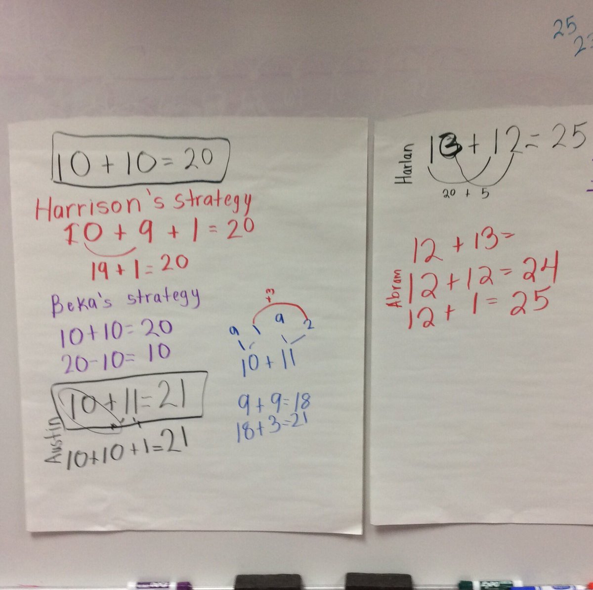 afissel's tweet photo. Mrs. Woosley's math detectives used the doubles+1 strategy works on 2-digit addends.#NumberTalks @jcityTNschools https://t.co/eKc2NJvH0J