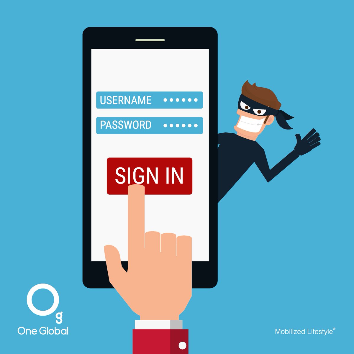 OneGlobalCo's tweet photo. #OgTip Use strong passwords. Always create a strong unique password when registering with a website, to make sure your account is safe. https://t.co/8tkNyCeqxV