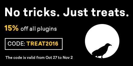 mandracode's tweet image. 15% off all plugins at Mandracode.com till November 2 - Happy Halloween!