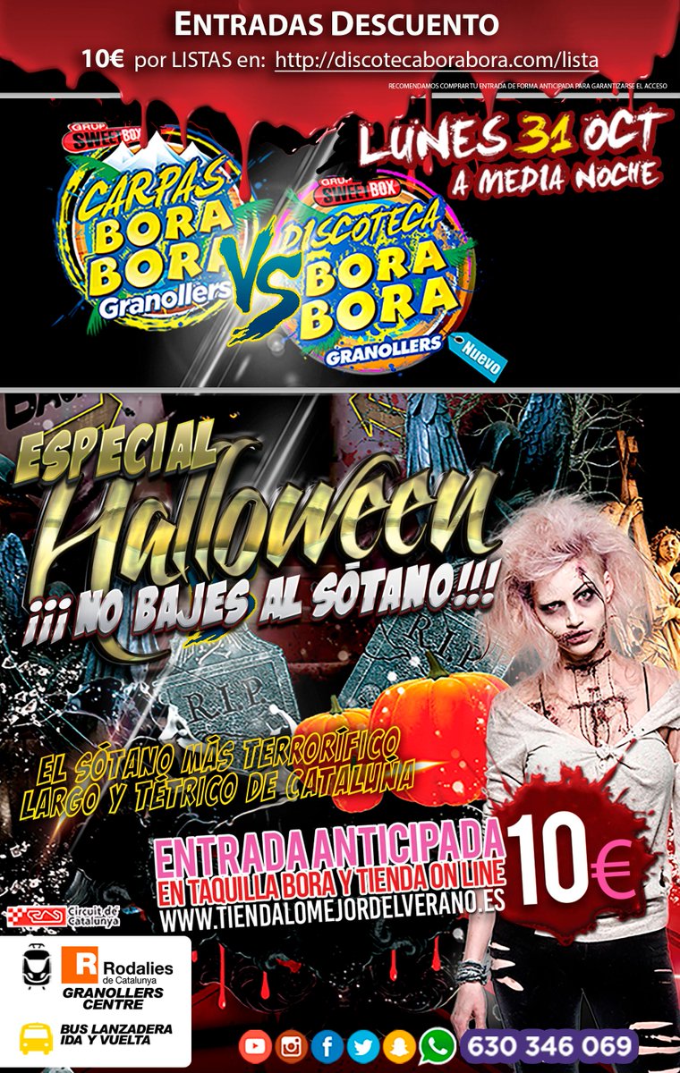 newborabora's tweet photo. LISTAS Halloween 2016🎉🎃👻
Por sólo 10€ 
en @DiscoBora Granollers
AQUÍ: https://t.co/Z6X007K8Ut

APÚNTATE AHORA!!! https://t.co/Rl32Y02stX