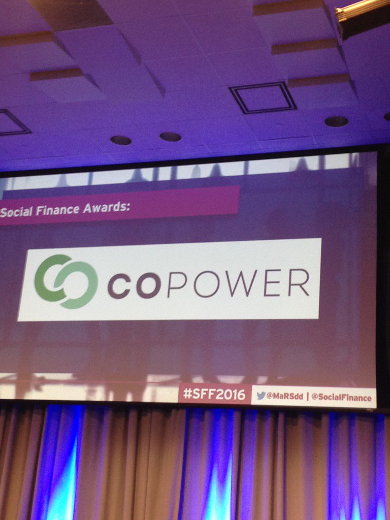 tricofoundation's tweet photo. #SFF2016 social enterprise of the yr is @CoPowerInc #socent https://t.co/H28Phydvwg