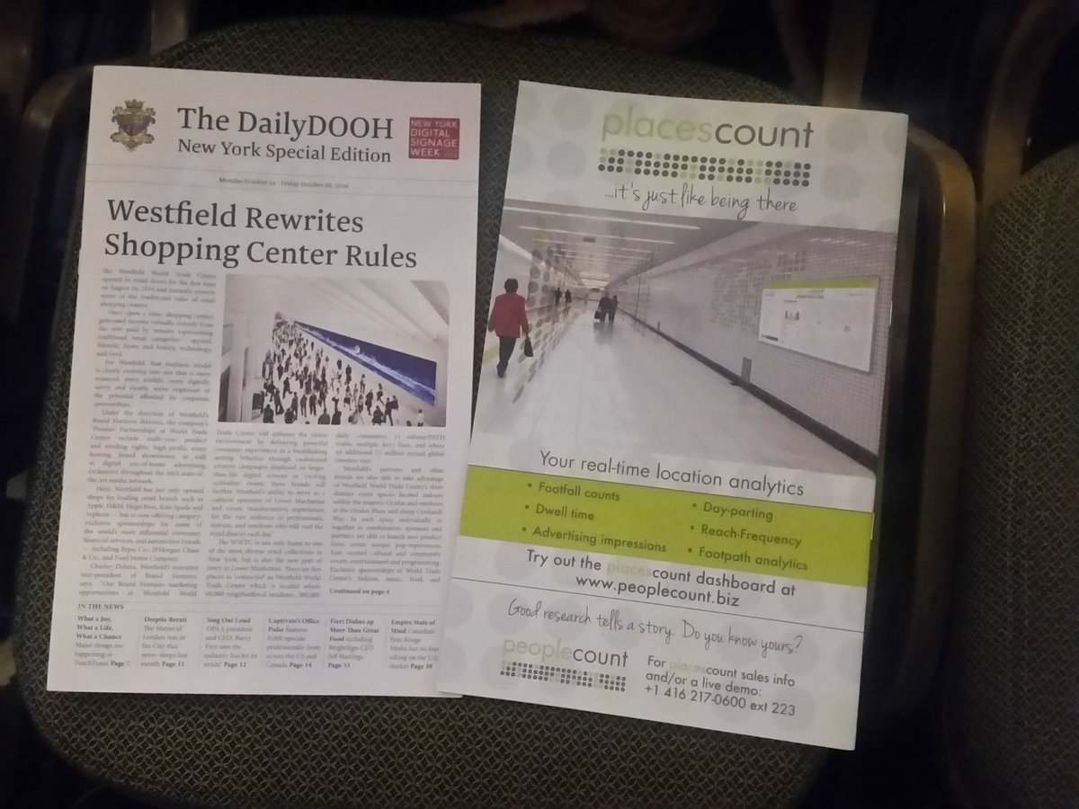 KMcGPeoplecount's tweet photo. Did you pick up your copy of @DailyDOOH NY Special Edition? Check out #placescount on the back cover. #VideoEverywhereSummit #NYDSW https://t.co/ZdQfOiXl7h