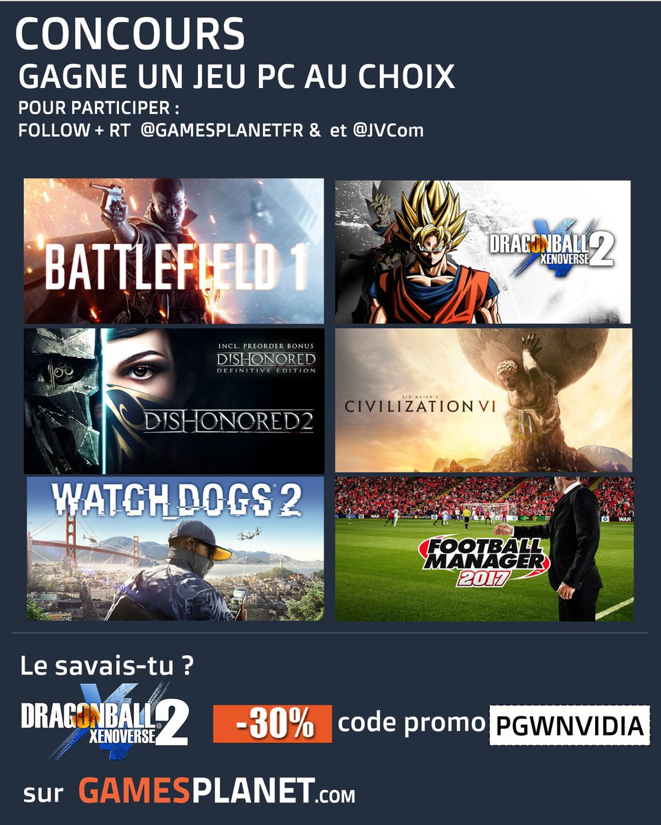 JVCom's tweet image. Concours #JVPGW ! 👌

RT + Follow @Gamesplanetfr et @JVCom pour gagner un jeu au choix sur tout Gamesplanet.com
Fin le 31/10/2016 12h
