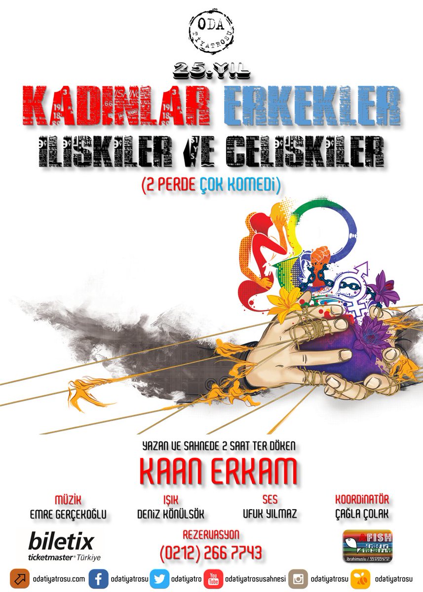 29 Ekim'de Kadınlar,Erkekler,İlişkiler ve Çelişkiler oyunu @odatiyatro 'da! RT'leyen 10 üniversiteliye çift kişilik bilet hediye!