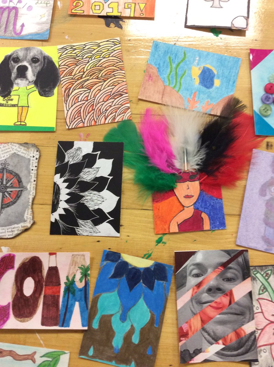 SCHSArtTeach's tweet photo. Artist Trading Cards in full swing!! #miniartworks #tinycanvas @SwartzCreekHS @swartz_creek https://t.co/l0Hoq89fCg