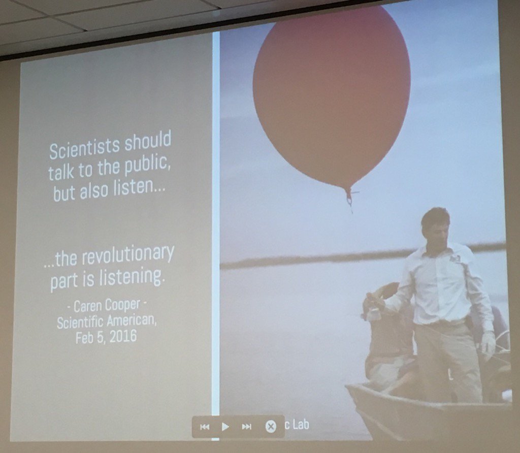 bri_huang's tweet photo. Scientists should talk to the public, but also listen... #CitSciMake https://t.co/0N4hs1jX82