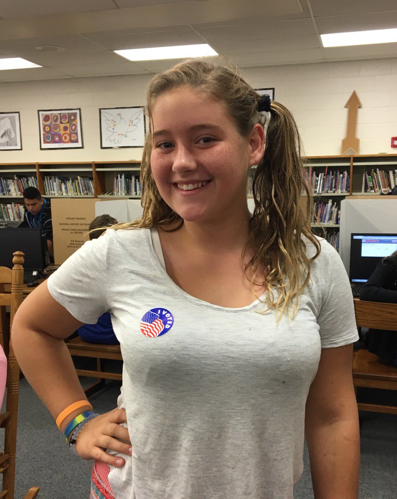 LisaPaprzycki's tweet photo. After voting, she asked "Is voting that easy?" Love it! #CCMockElection #csmsriseup https://t.co/IiqwWaleAp