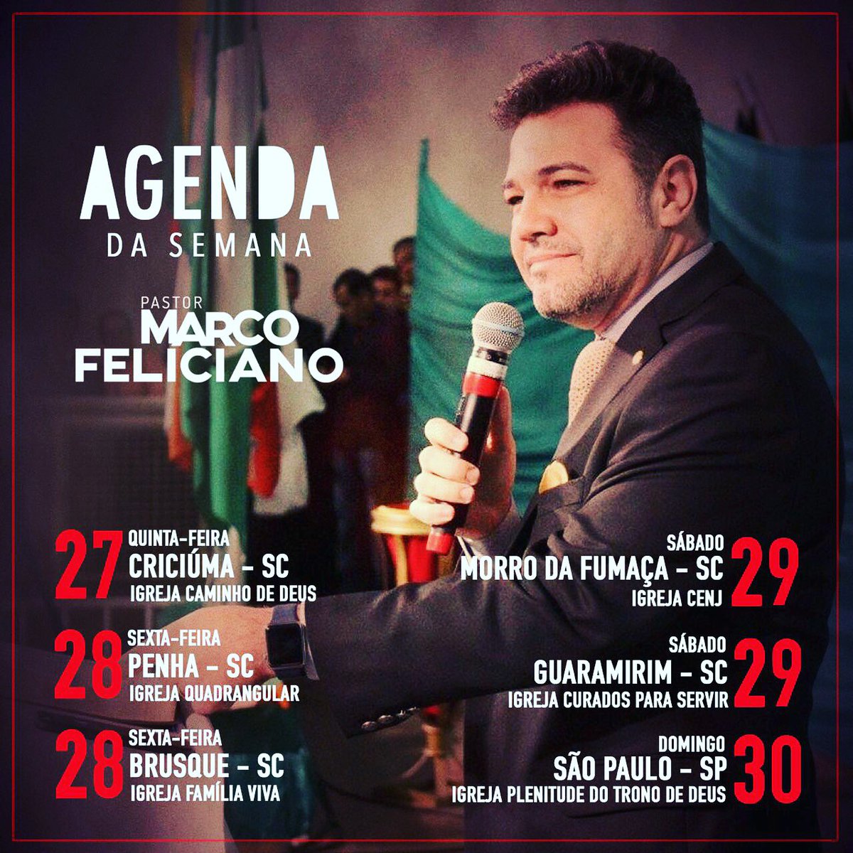 marcofeliciano's tweet image. #AgendadaSemana #sulesuldeste #pregaroevangelho

Confira: marcofeliciano.com.br/site/events/